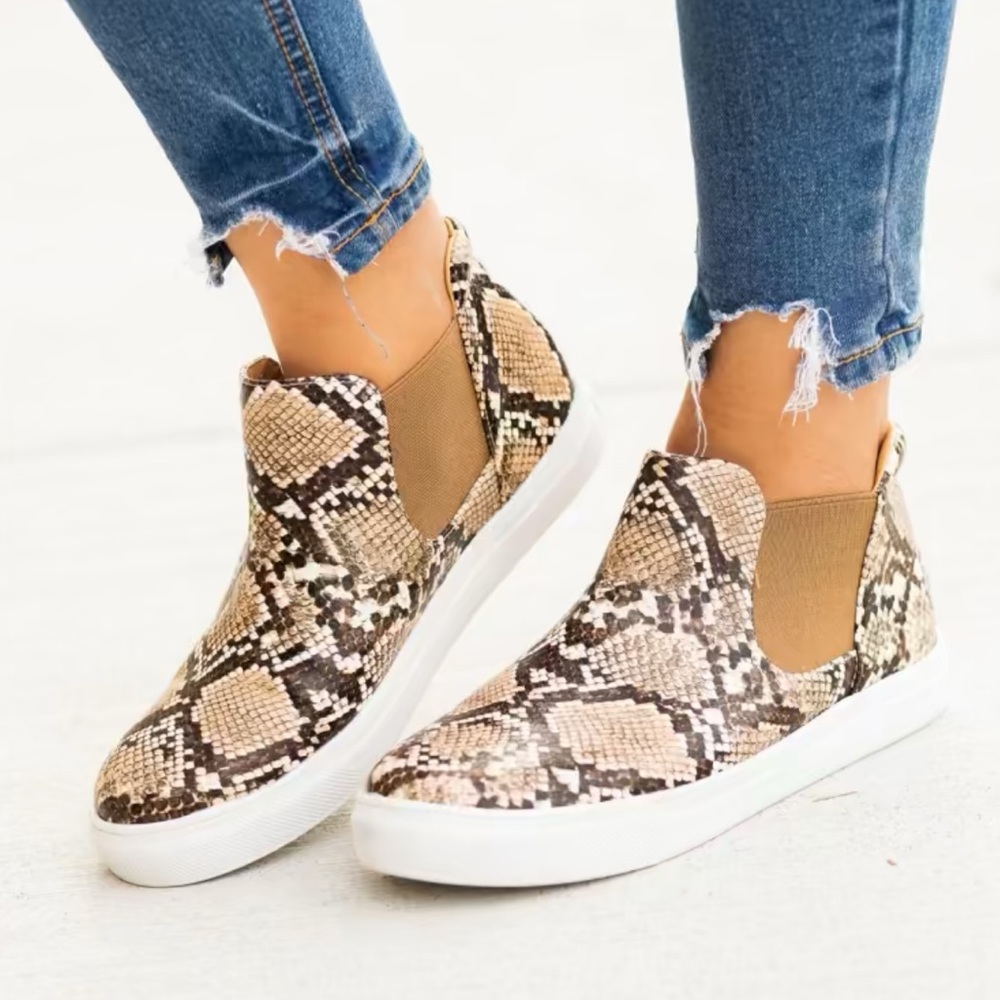 Snakeskin Slip-On Booties